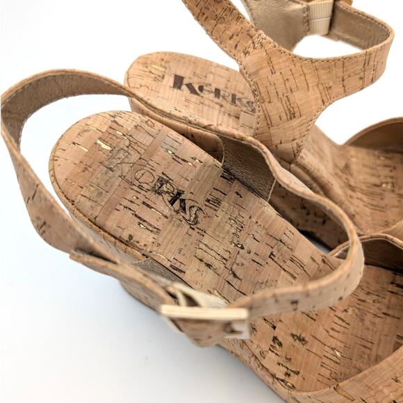 Korks Bardot II Cork Comfort Wedge Sandals Women's Natural Size US10M EU41 - Picture 10 of 10